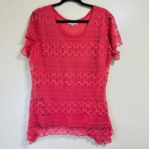 Shannon Ford New York Women's Plus Size Stretchy Lace Top, Fully Lined Size 1X